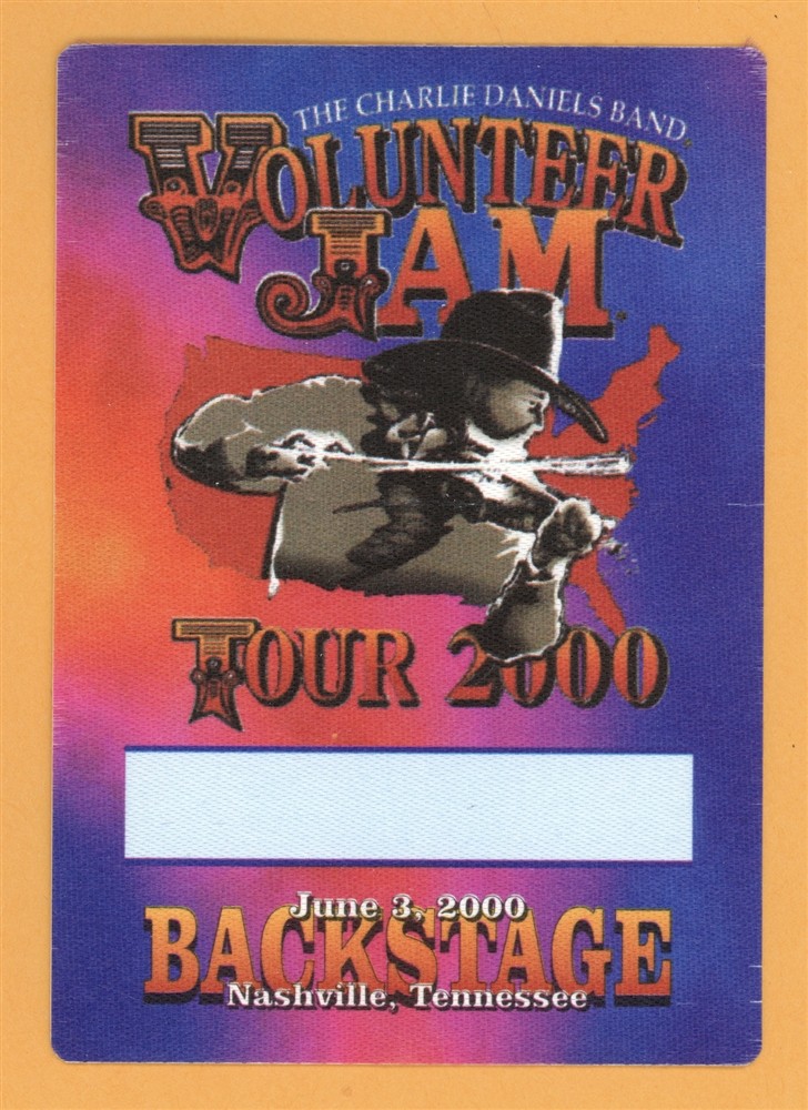Charlie Daniels Band 2000 Volunteer Jam Concert Tour Backstage Pass