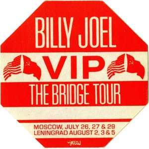 Billy Joel 1986 The Bridge Concert Tour VIP Backstage Pass