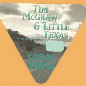 Tim McGraw 1995 w/ Little Texas All I Want Concert Tour Crew Backstage Pass