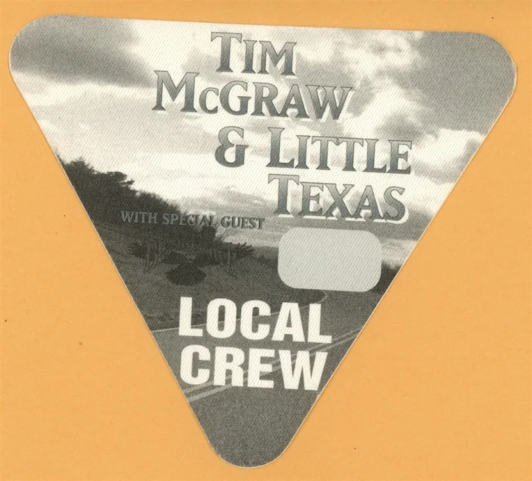 Tim McGraw 1995 w/ Little Texas All I Want Concert Tour Crew Backstage Pass
