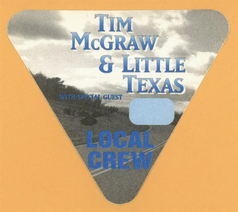 Tim McGraw 1995 w/ Little Texas All I Want Concert Tour Crew Backstage Pass