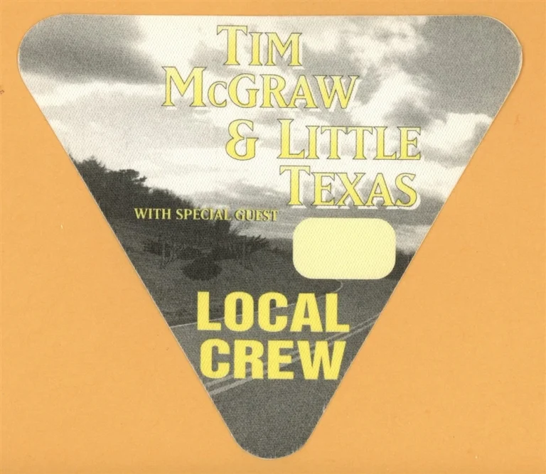 Tim McGraw 1995 w/ Little Texas All I Want Concert Tour Crew Backstage Pass