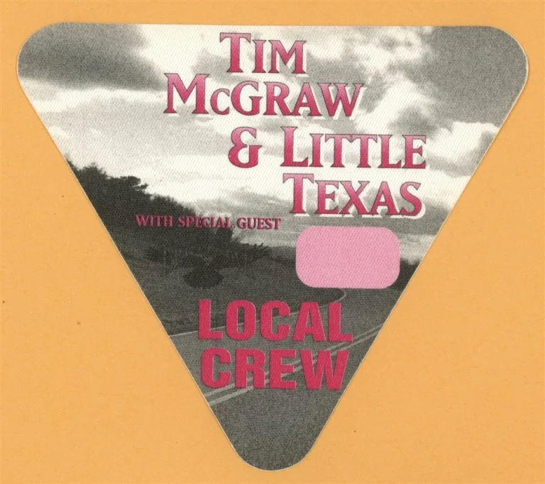 Tim McGraw 1995 w/ Little Texas All I Want Concert Tour Crew Backstage Pass