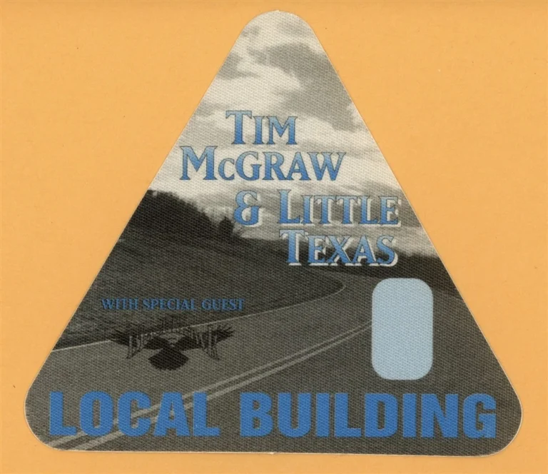 Tim McGraw 1995 w/ Little Texas All I Want Concert Tour Local Backstage Pass