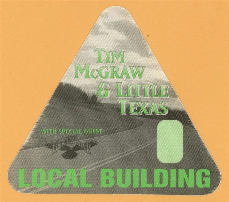 Tim McGraw 1995 w/ Little Texas All I Want Concert Tour Local Backstage Pass