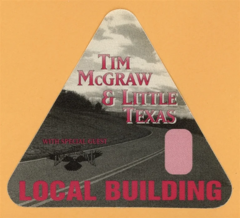 Tim McGraw 1995 w/ Little Texas All I Want Concert Tour Local Backstage Pass