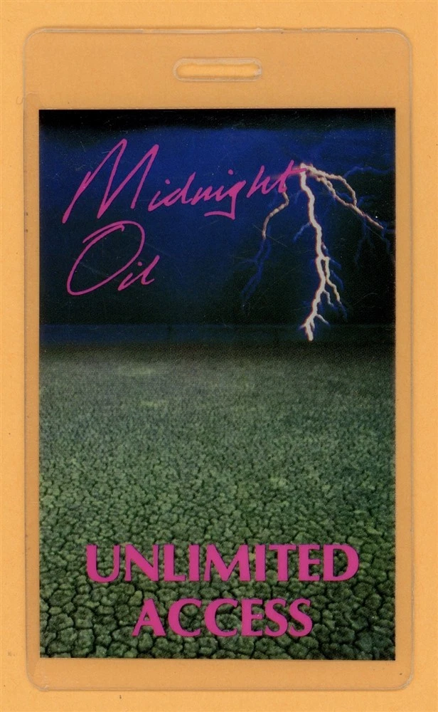Midnight Oil 1990 Bluy Sky Mining Tour All Access Laminated Backstage Pass