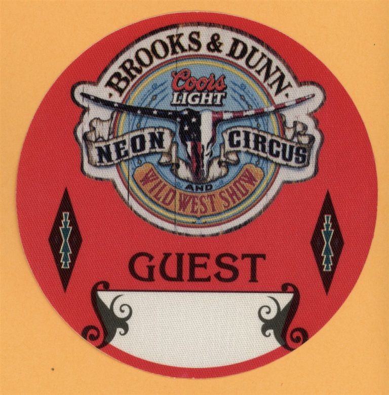Brooks & Dunn 2001 Neon Circus Concert Tour GUEST Backstage Pass