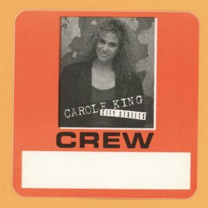 Carol King 1989 City Streets Concert Tour CREW Backstage Pass