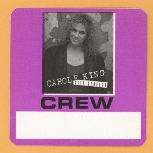 Carol King 1989 City Streets Concert Tour CREW Backstage Pass