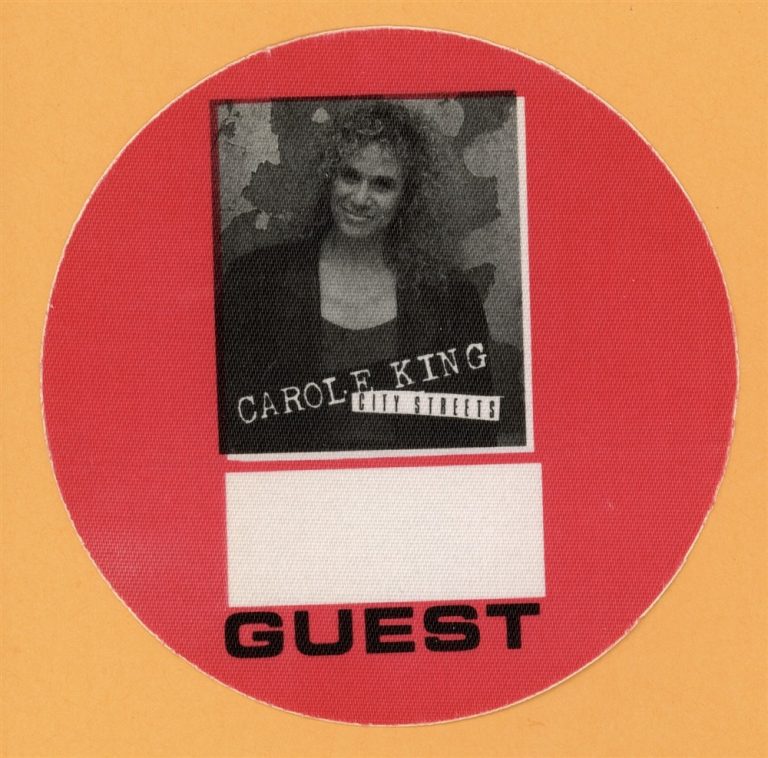 Carol King 1989 City Streets Concert Tour GUEST Backstage Pass