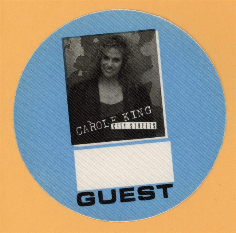 Carol King 1989 City Streets Concert Tour GUEST Backstage Pass