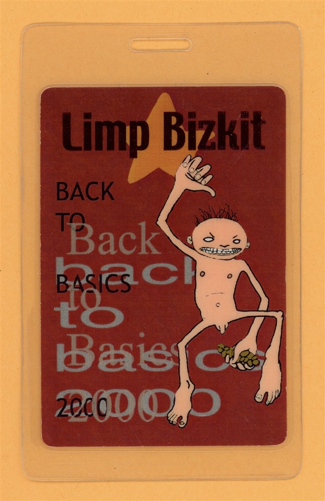 Limp Bizkit 2000 Back To Basics Tour Laminated Backstage Pass