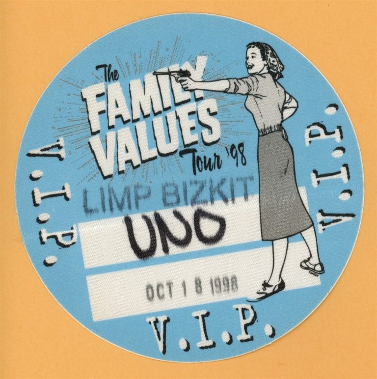 Limp Bizkit 1998 Family Values Concert Tour VIP Backstage Pass
