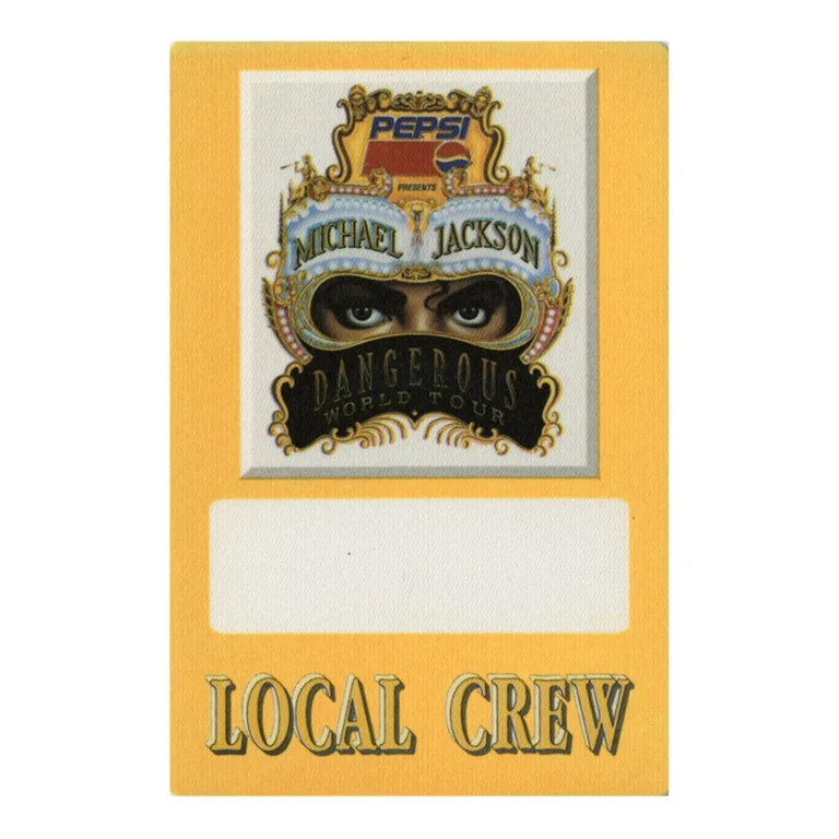 Michael Jackson 1992 Dangerous Concert Tour Local Crew Backstage Pass