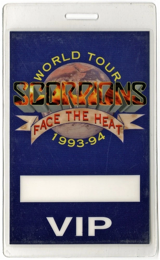 Scorpions 1993 Concert Laminated Backstage Pass Face the Heat Tour VIP