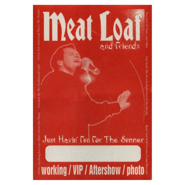Meat Loaf 2002 Just Having Fun Concert Tour VIP Backstage Pass