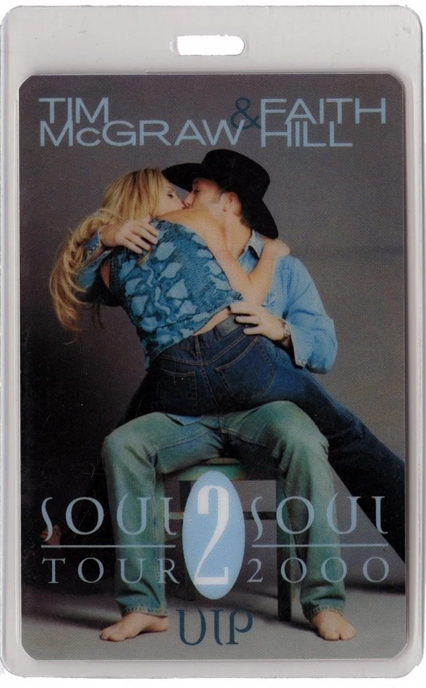 Tim McGraw w/ Faith Hill 2000 Soul 2 Soul Concert Tour Laminate Backstage Pass