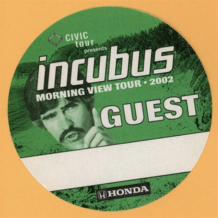 Incubus 2002 Morning View Concert Tour GUEST Backstage Pass