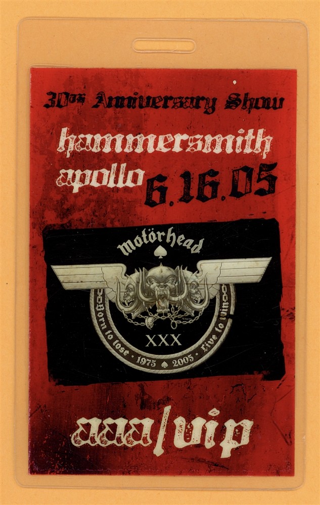 Motorhead 2005 30th Anniversary Tour VIP Laminated Backstage Pass