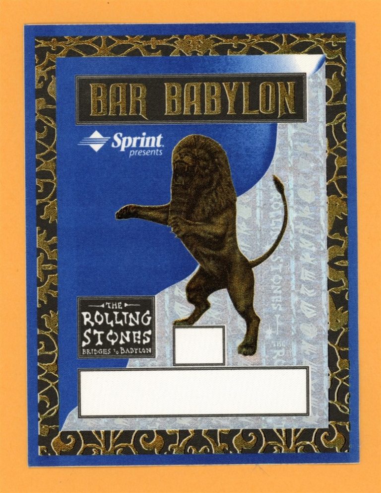 Rolling Stones 1997 Bridges to Babylon BACKSTAGE PASS RARE Blue/GOLD