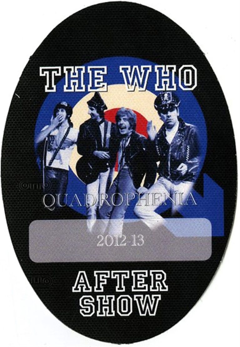 The Who 2012 Quadrophenia Concert Tour After Show Backstage Pass