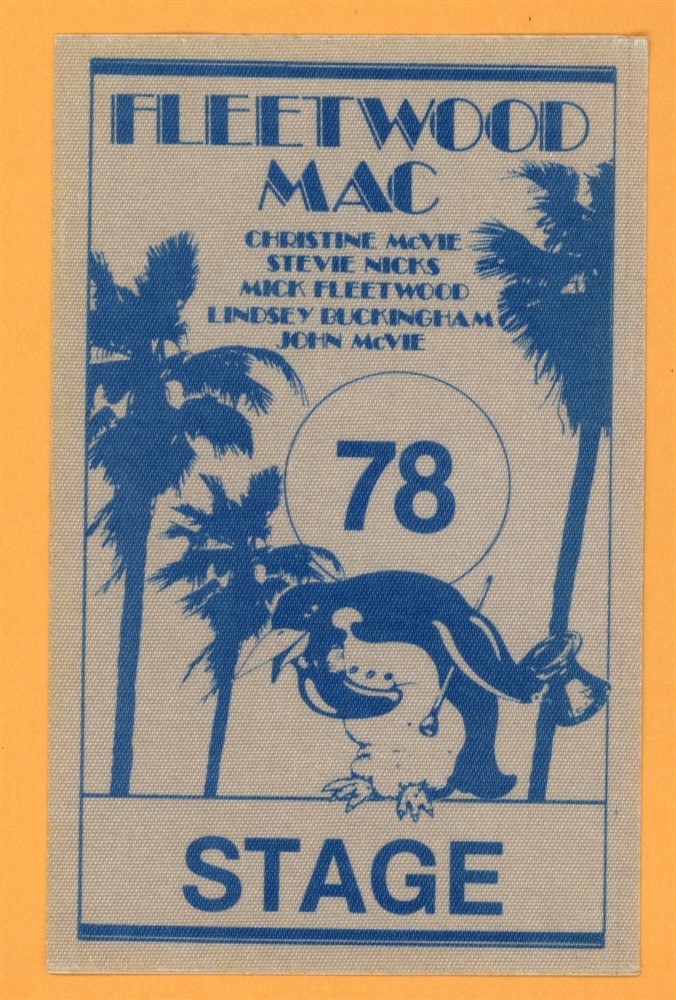 Fleetwood Mac Satin Cloth Blue Backstage Pass - 1978 Tour