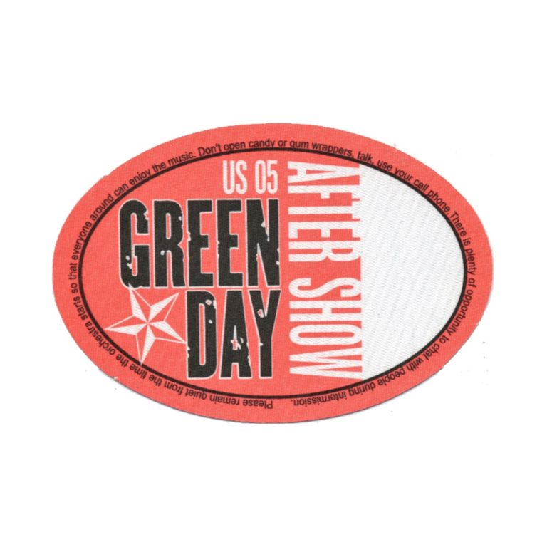 Green Day 2005 American Idiot Concert Tour After Show Backstage Pass
