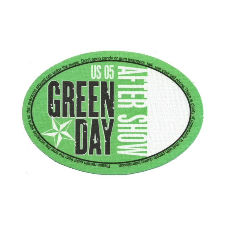 Green Day 2005 American Idiot Concert Tour After Show Backstage Pass