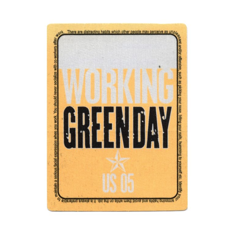 Green Day 2005 American Idiot Concert Tour Working Backstage Pass