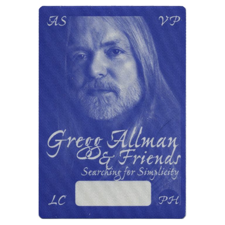 Gregg Allman 1997 Searching for Simplicity Concert Tour VIP Backstage Pass
