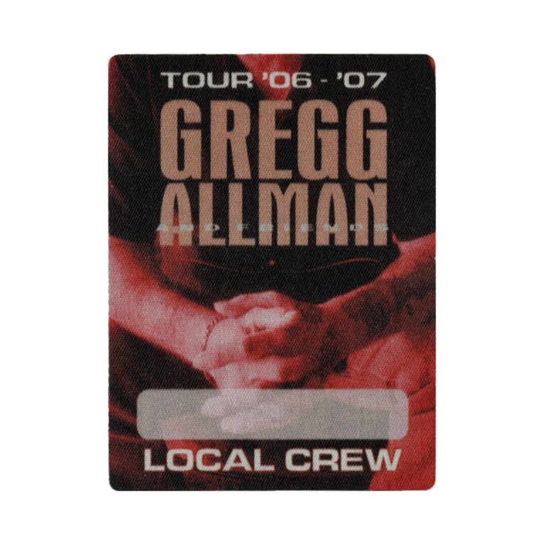Gregg Allman 2006 Concert Tour Local Crew Backstage Pass