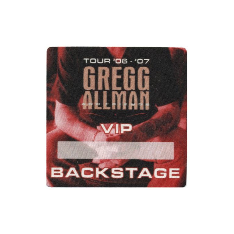 Gregg Allman 2006 Concert Tour VIP Backstage Pass