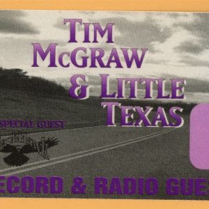 Tim McGraw 1995 w/ Little Texas All I Want Concert Tour Radio Backstage Pass