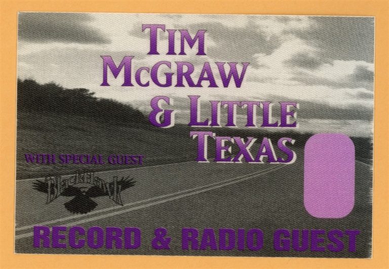 Tim McGraw 1995 w/ Little Texas All I Want Concert Tour Radio Backstage Pass