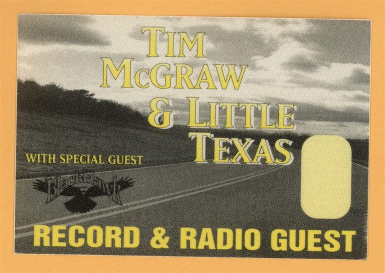 Tim McGraw 1995 w/ Little Texas All I Want Concert Tour Radio Backstage Pass
