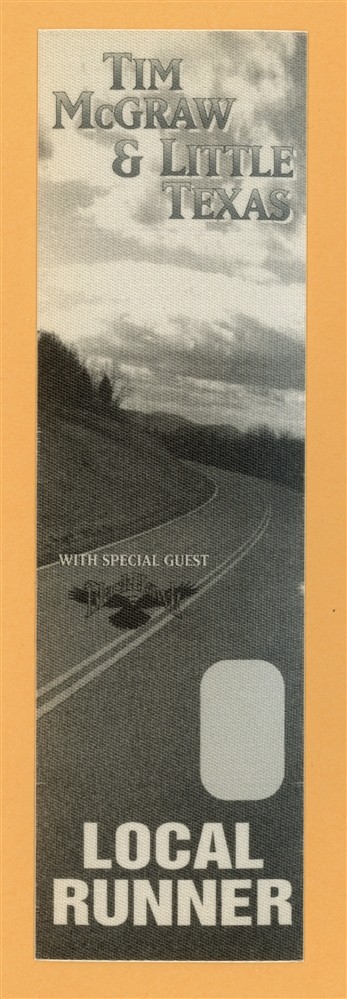 Tim McGraw 1995 w/ Little Texas All I Want Concert Tour Runner Backstage Pass