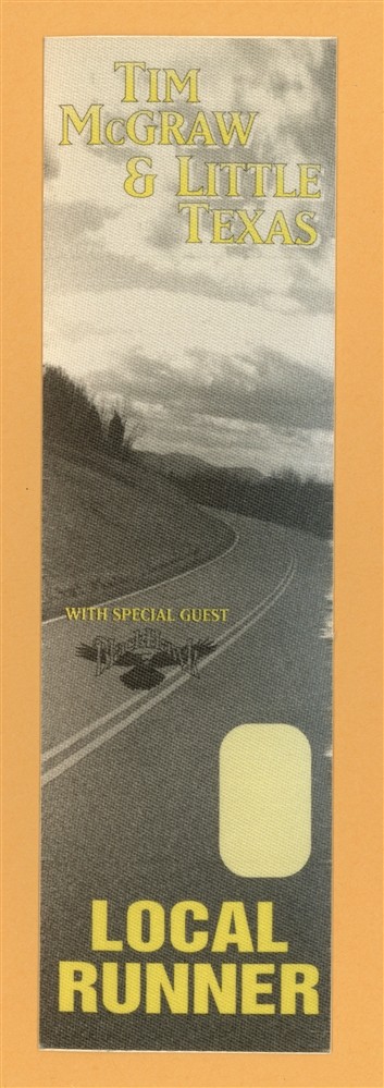 Tim McGraw 1995 w/ Little Texas All I Want Concert Tour Runner Backstage Pass