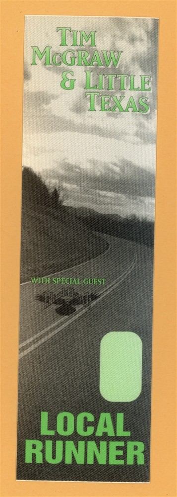 Tim McGraw 1995 w/ Little Texas All I Want Concert Tour Runner Backstage Pass