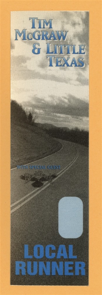 Tim McGraw 1995 w/ Little Texas All I Want Concert Tour Runner Backstage Pass