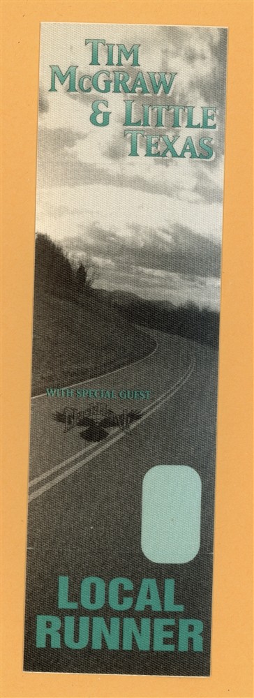 Tim McGraw 1995 w/ Little Texas All I Want Concert Tour Runner Backstage Pass