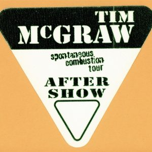 Tim McGraw 1996 w/ Faith Hill Concert Tour After Show Backstage Pass