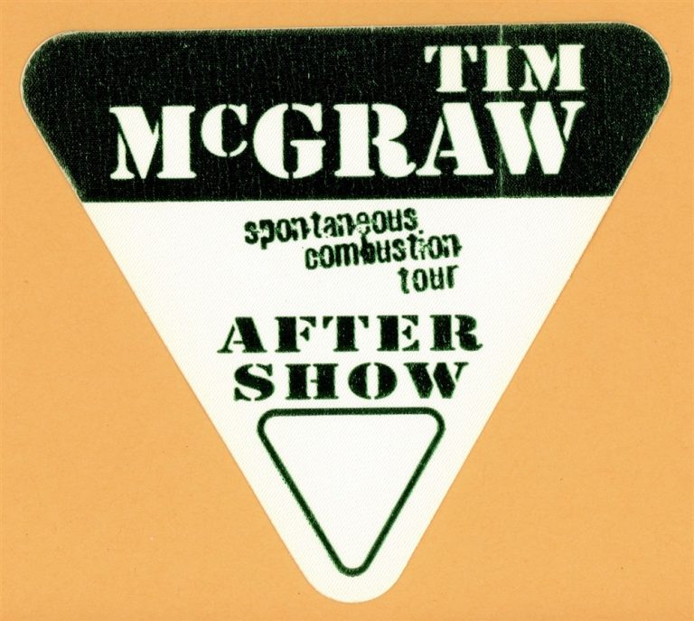 Tim McGraw 1996 w/ Faith Hill Concert Tour After Show Backstage Pass