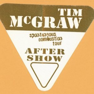 Tim McGraw 1996 w/ Faith Hill Concert Tour After Show Backstage Pass