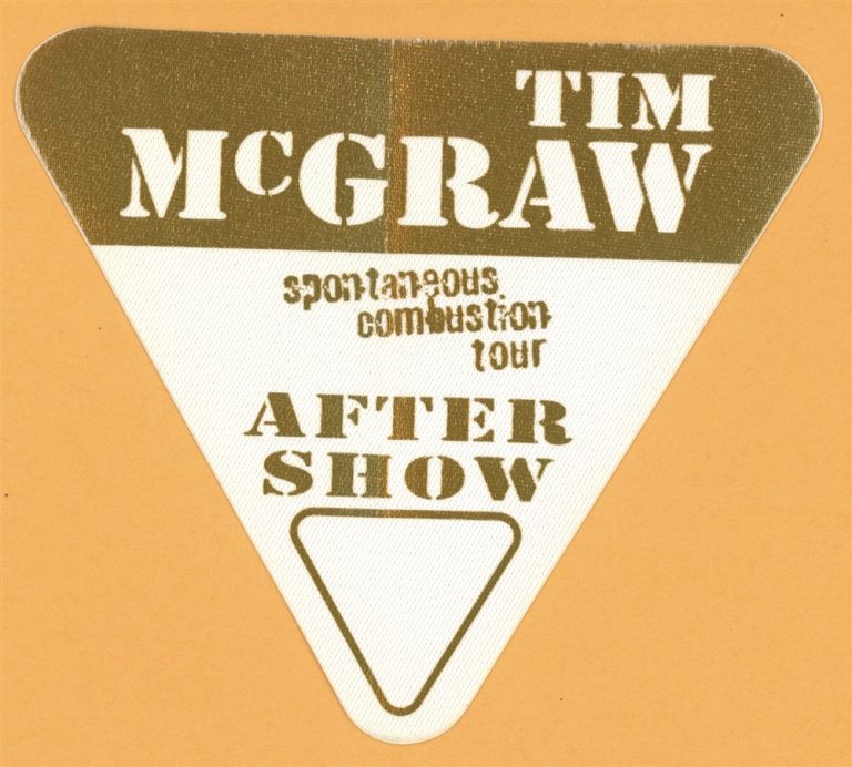Tim McGraw 1996 w/ Faith Hill Concert Tour After Show Backstage Pass