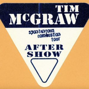 Tim McGraw 1996 w/ Faith Hill Concert Tour After Show Backstage Pass