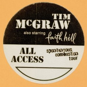 Tim McGraw 1996 w/ Faith Hill Concert Tour All Access Backstage Pass