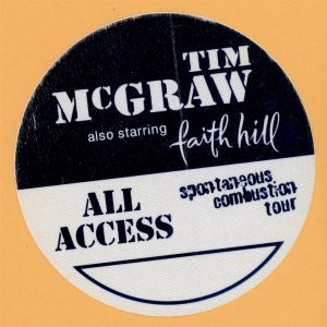 Tim McGraw 1996 w/ Faith Hill Concert Tour All Access Backstage Pass