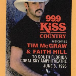 Tim McGraw 1996 w/ Faith Hill Concert Tour Radio Backstage Pass