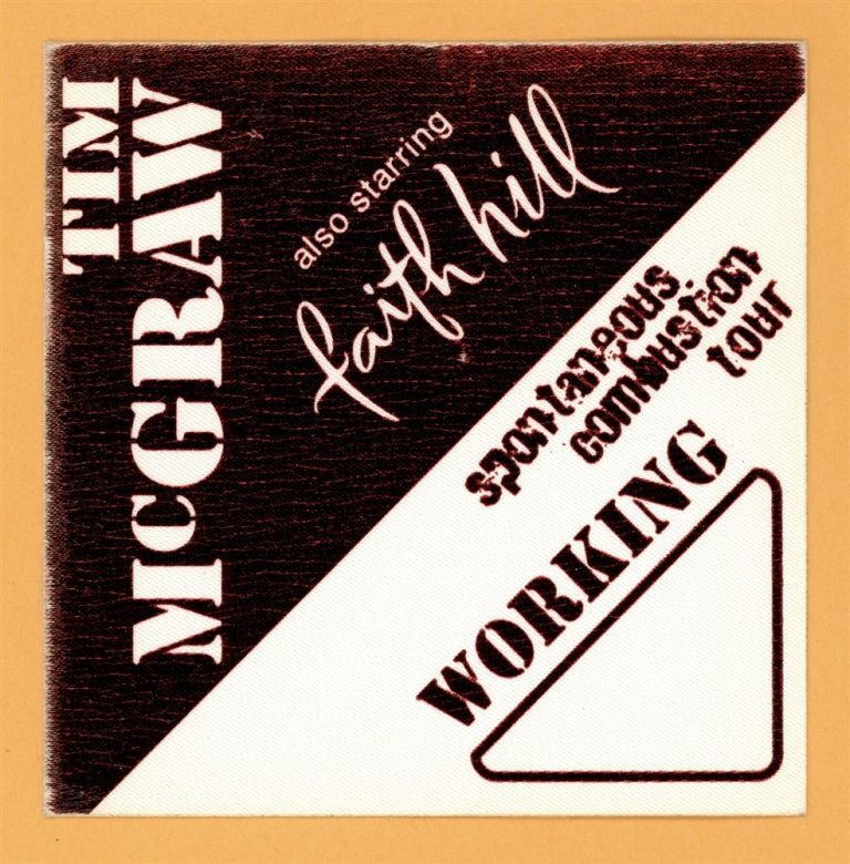 Tim McGraw 1996 w/ Faith Hill Concert Tour Working Backstage Pass